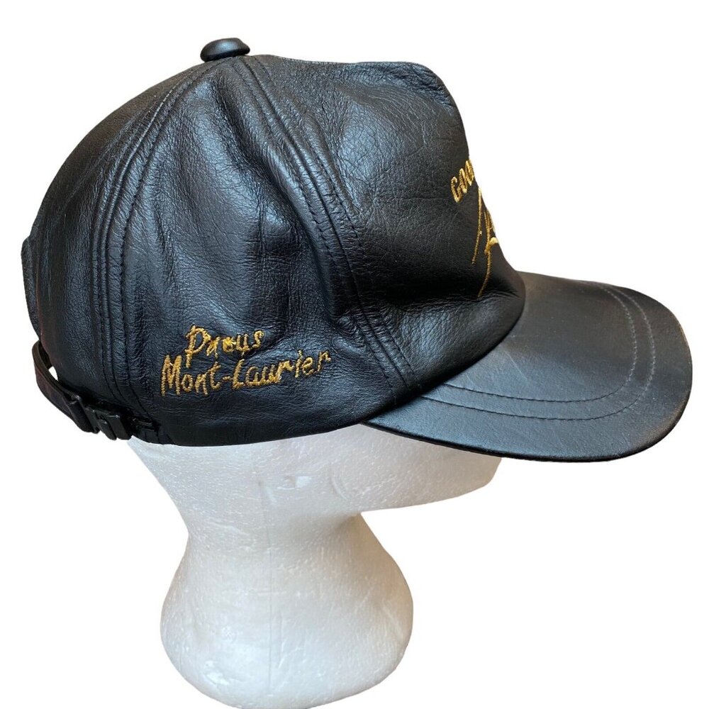 Vtg Good Year Racing Hat Cap LEATHER Embroidered Adjustable One Size RARE - Picture 6 of 10